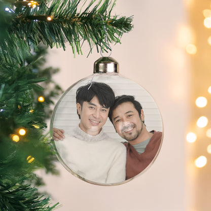 Personalised Photo Upload Glass Bauble