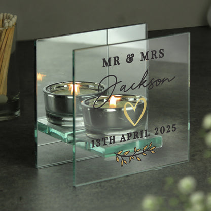Personalised Wedding Mirrored Tealight Holder