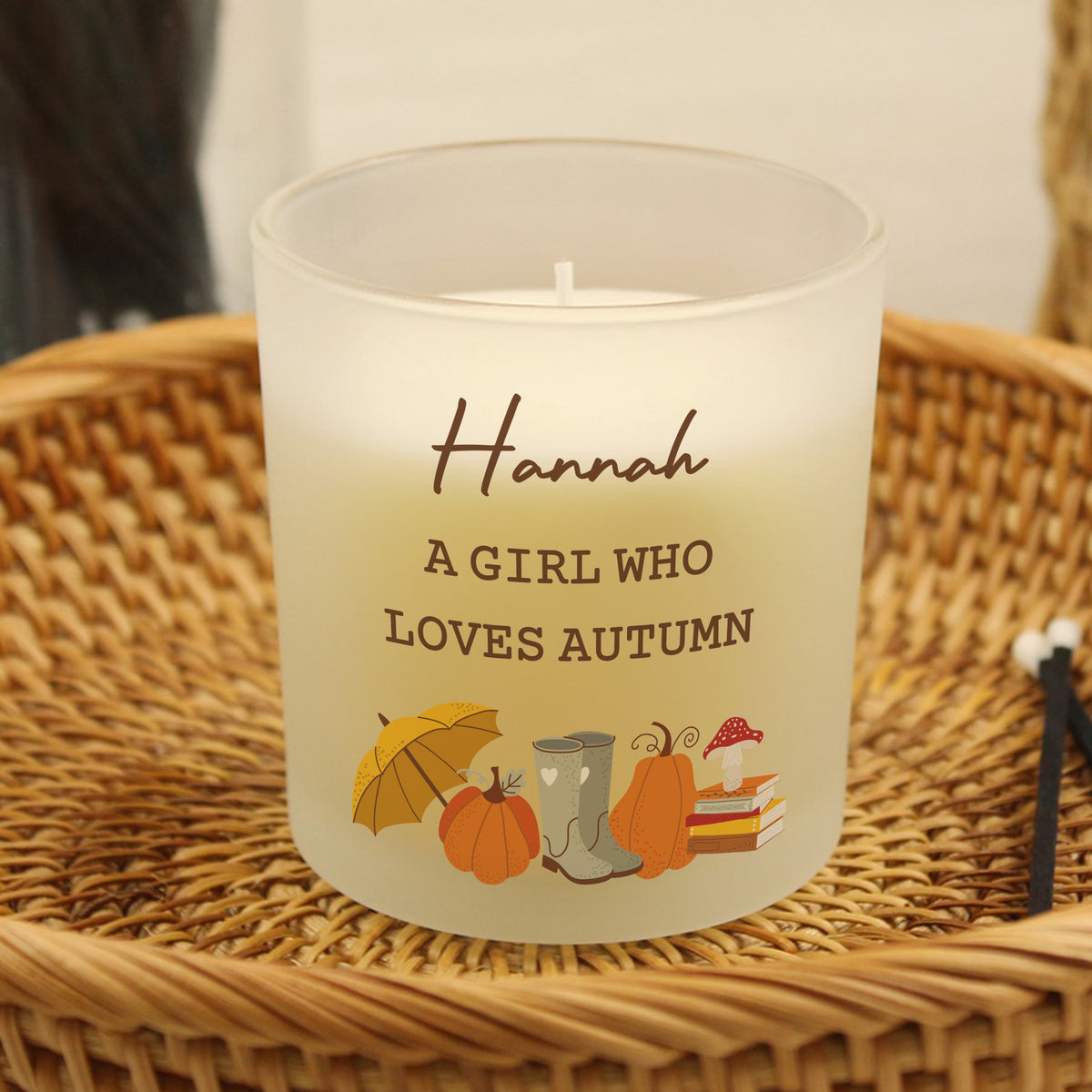 Personalised Pumpkin Frosted Glass Candle