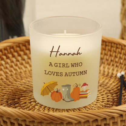 Personalised Pumpkin Frosted Glass Candle