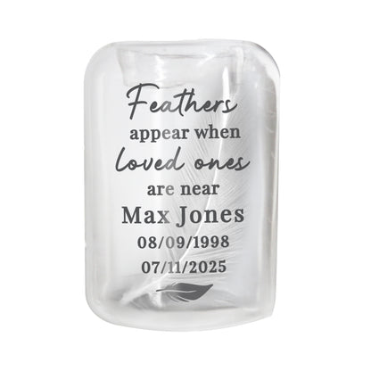 Personalised Loved Ones Memorial Feather Tealight Holder