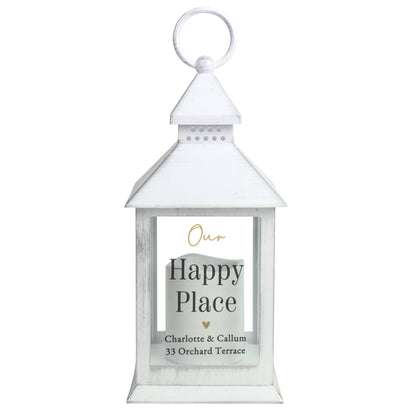 Personalised Black & Gold Free Text White Lantern