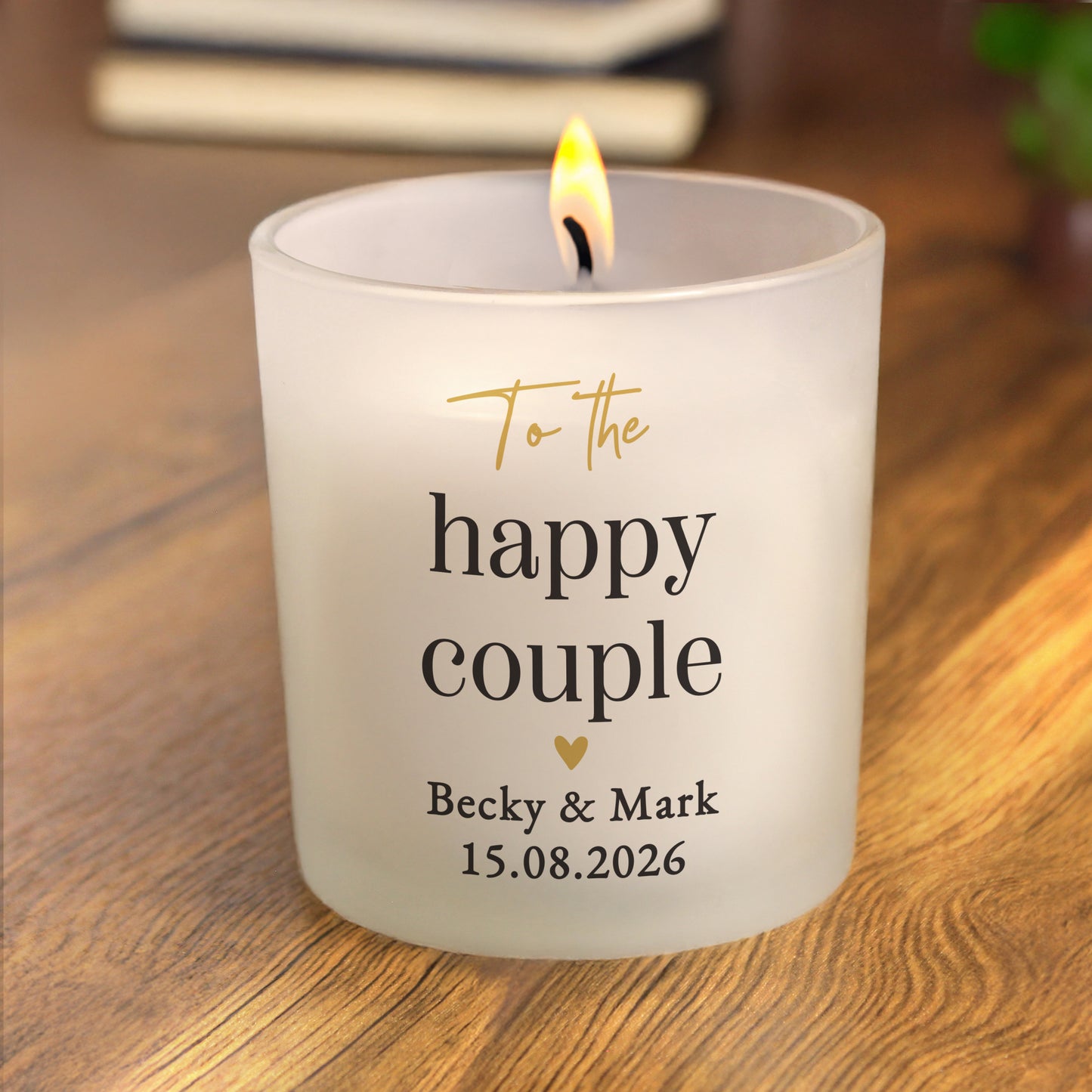 Personalised Black & Gold Free Text Frosted Candle