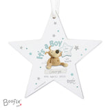 Personalised Boofle Its a Boy Wooden Star Decoration