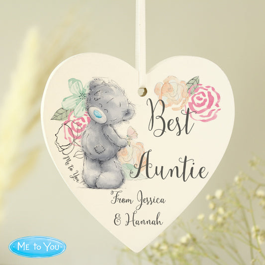 Personalised Me to You Floral Wooden Heart Decoration