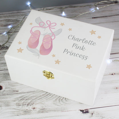 Personalised Swan Lake Ballet White Wooden Keepsake Box - 22 x 16cm