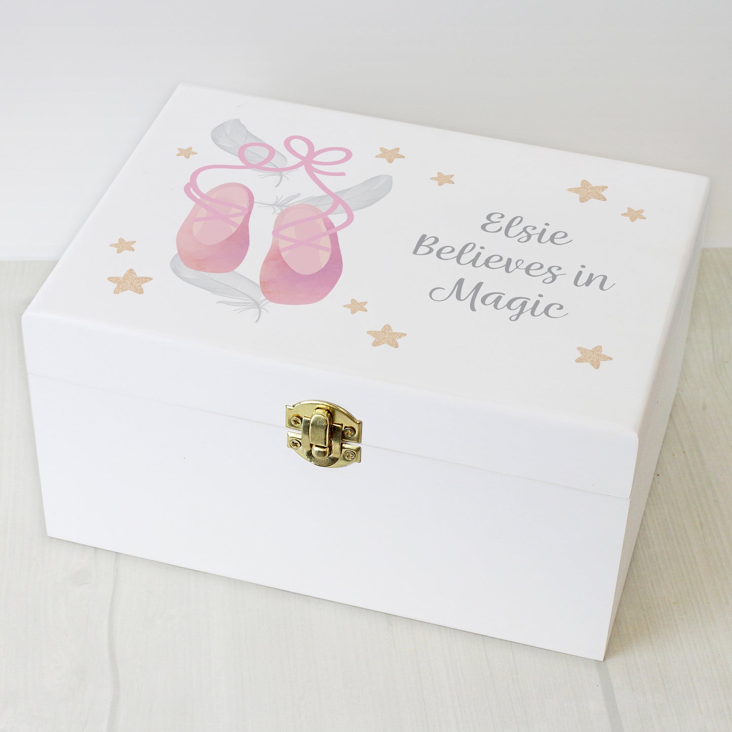 Personalised Swan Lake Ballet White Wooden Keepsake Box - 22 x 16cm