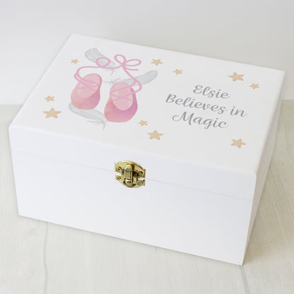 Personalised Swan Lake Ballet White Wooden Keepsake Box - 22 x 16cm