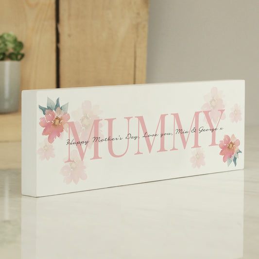 Personalised Floral Sentimental Wooden Mantel Decoration
