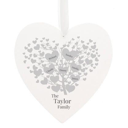 Personalised Family Tree Large Wooden Heart