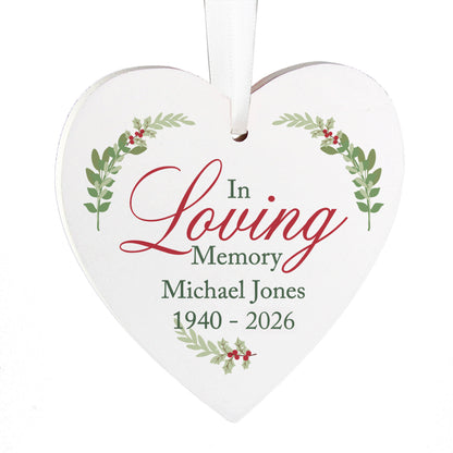 Personalised In Loving Memory Wooden Heart Decoration