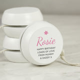 Personalised Pink Flower White Wooden Yoyo