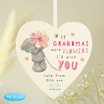 Personalised Me To You If... Were Flowers Wooden Heart Decoration