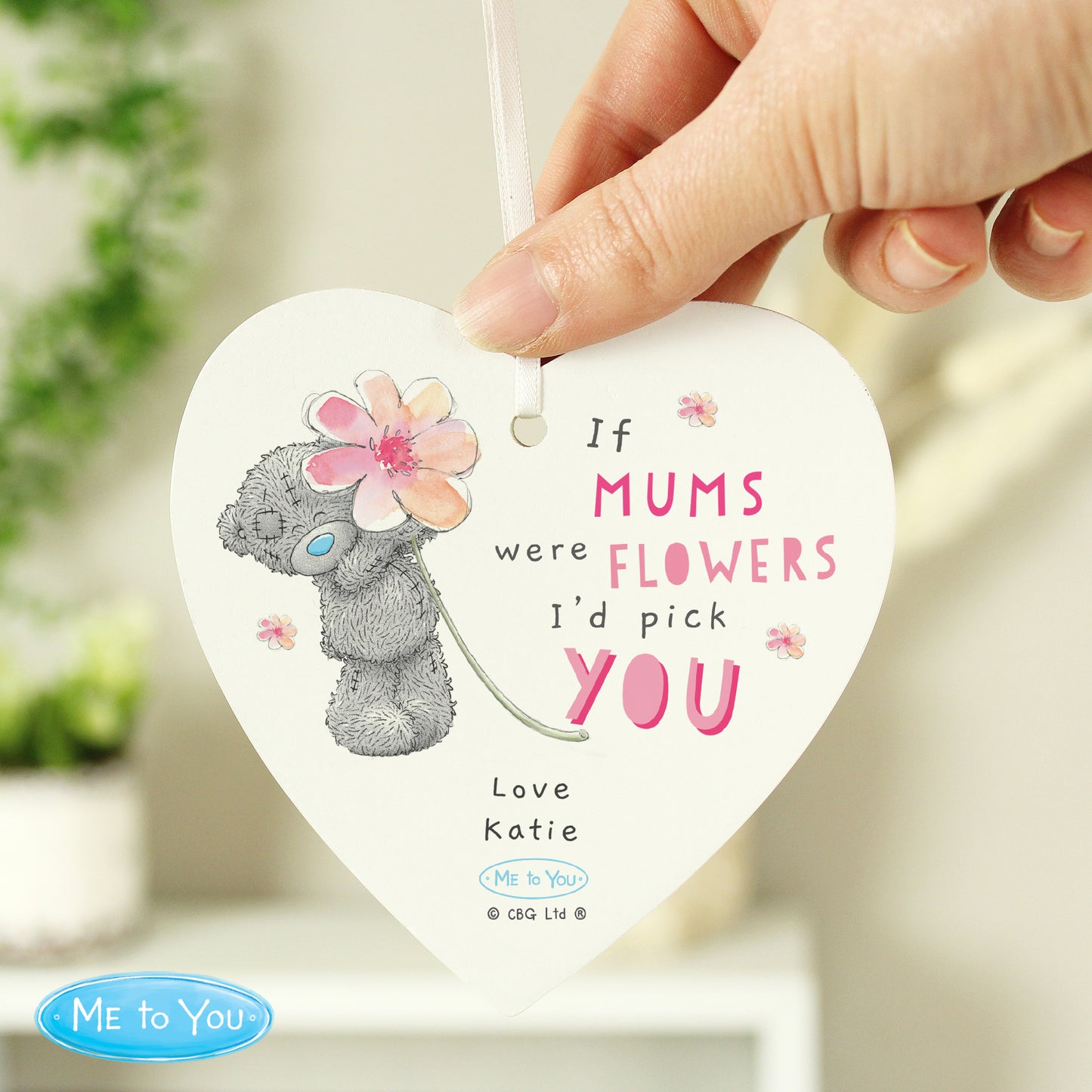 Personalised Me To You If... Were Flowers Wooden Heart Decoration