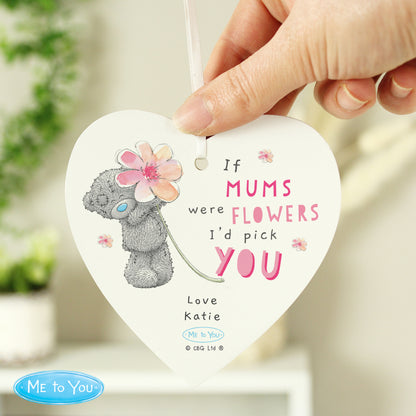 Personalised Me To You If... Were Flowers Wooden Heart Decoration