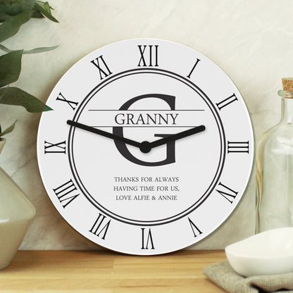 Personalised Family Name & Initial Wooden Clock
