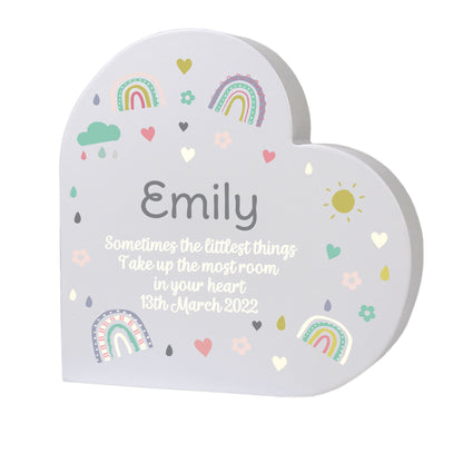 Personalised Rainbow Free Standing Heart ornament