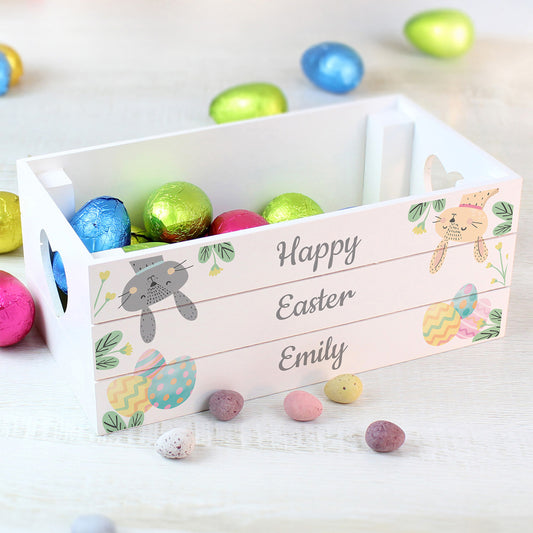 Personalised Easter Egg Hunt Small Wooden Crate