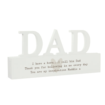 Personalised Free Text Heart Wooden Dad Ornament