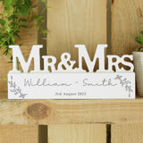 Personalised Leaf Wooden Mr & Mrs Ornament