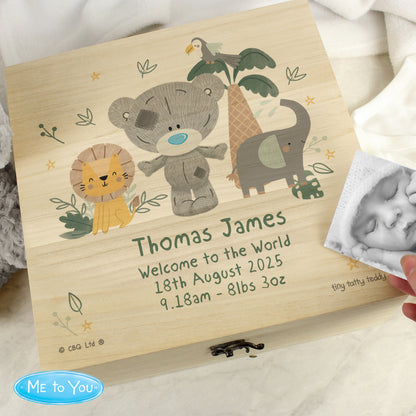 Personalised Tiny Tatty Teddy Jungle Animals Keepsake Box - 28 x 28cm