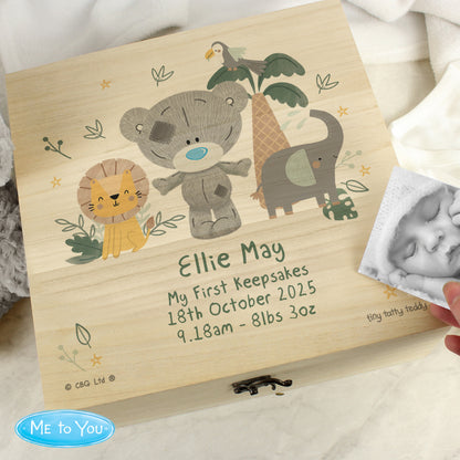 Personalised Tiny Tatty Teddy Jungle Animals Keepsake Box - 28 x 28cm