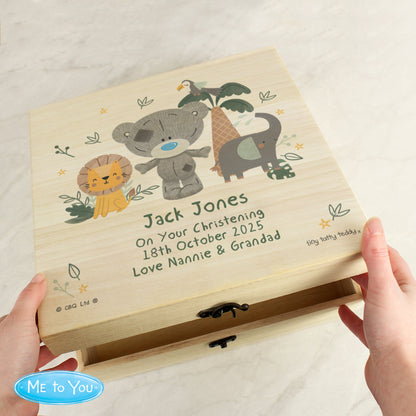 Personalised Tiny Tatty Teddy Jungle Animals Keepsake Box - 28 x 28cm