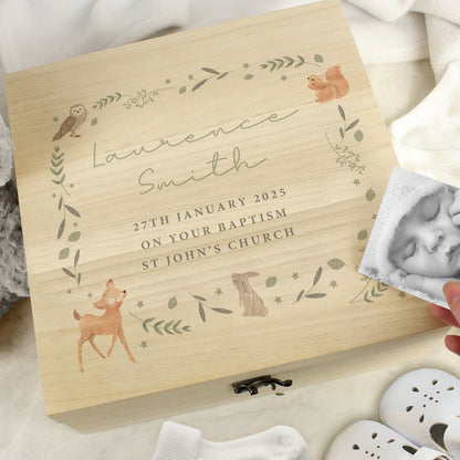 Personalised Woodland Animal Large Wooden Keepsake Box - 28 x 28cm