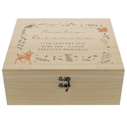 Personalised Woodland Animal Large Wooden Keepsake Box - 28 x 28cm
