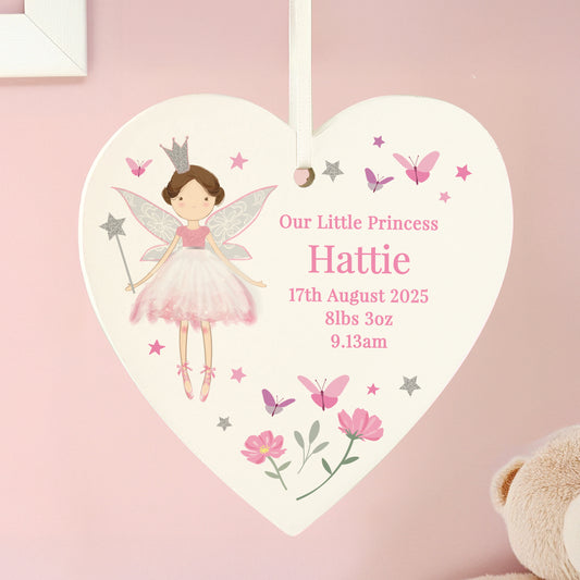 Personalised Fairy Princess Hanging Heart Ornament
