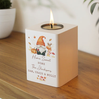 Personalised Autumn Gonk Tealight Holder