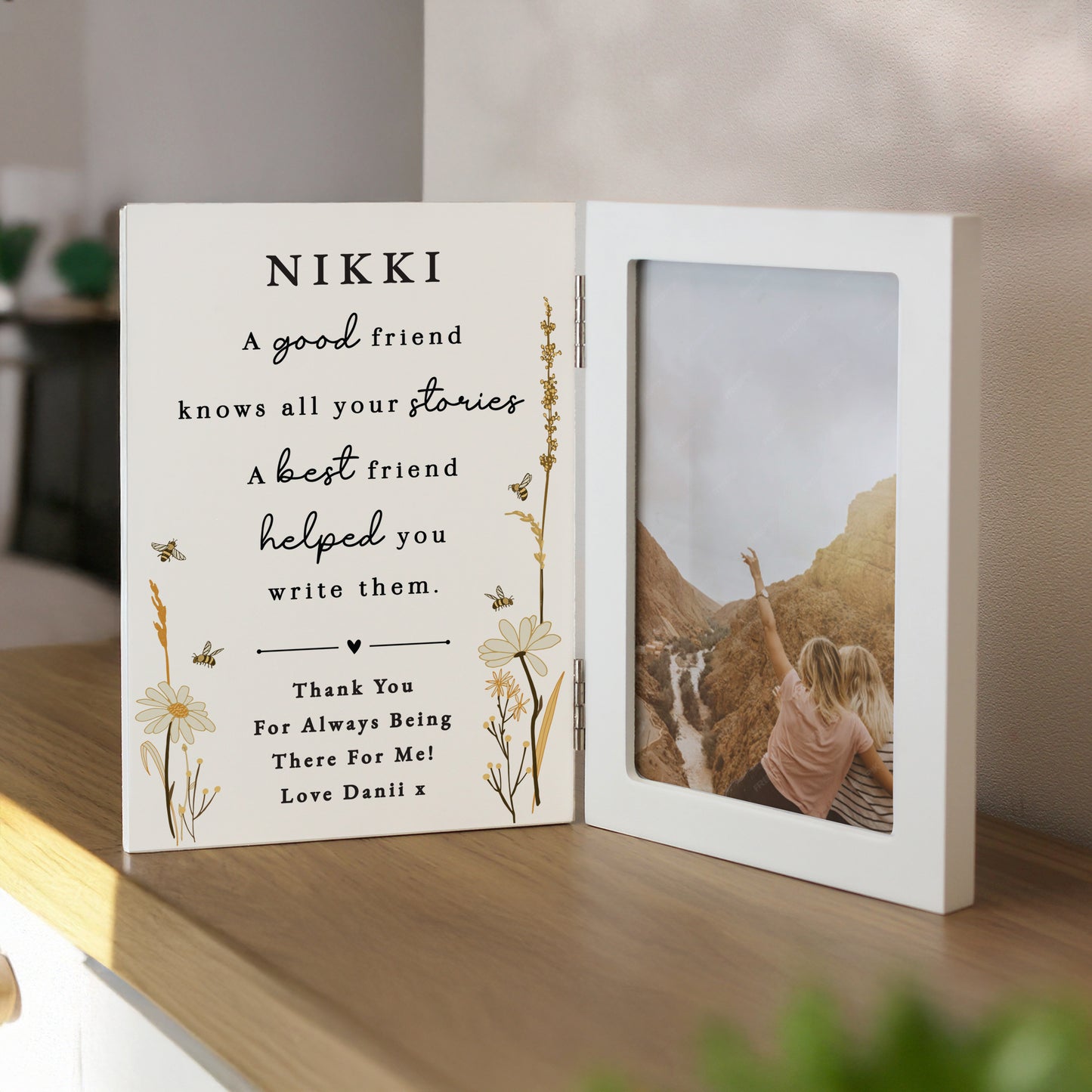 Personalised Friend Wooden Hinged 6x4 Photo Frame