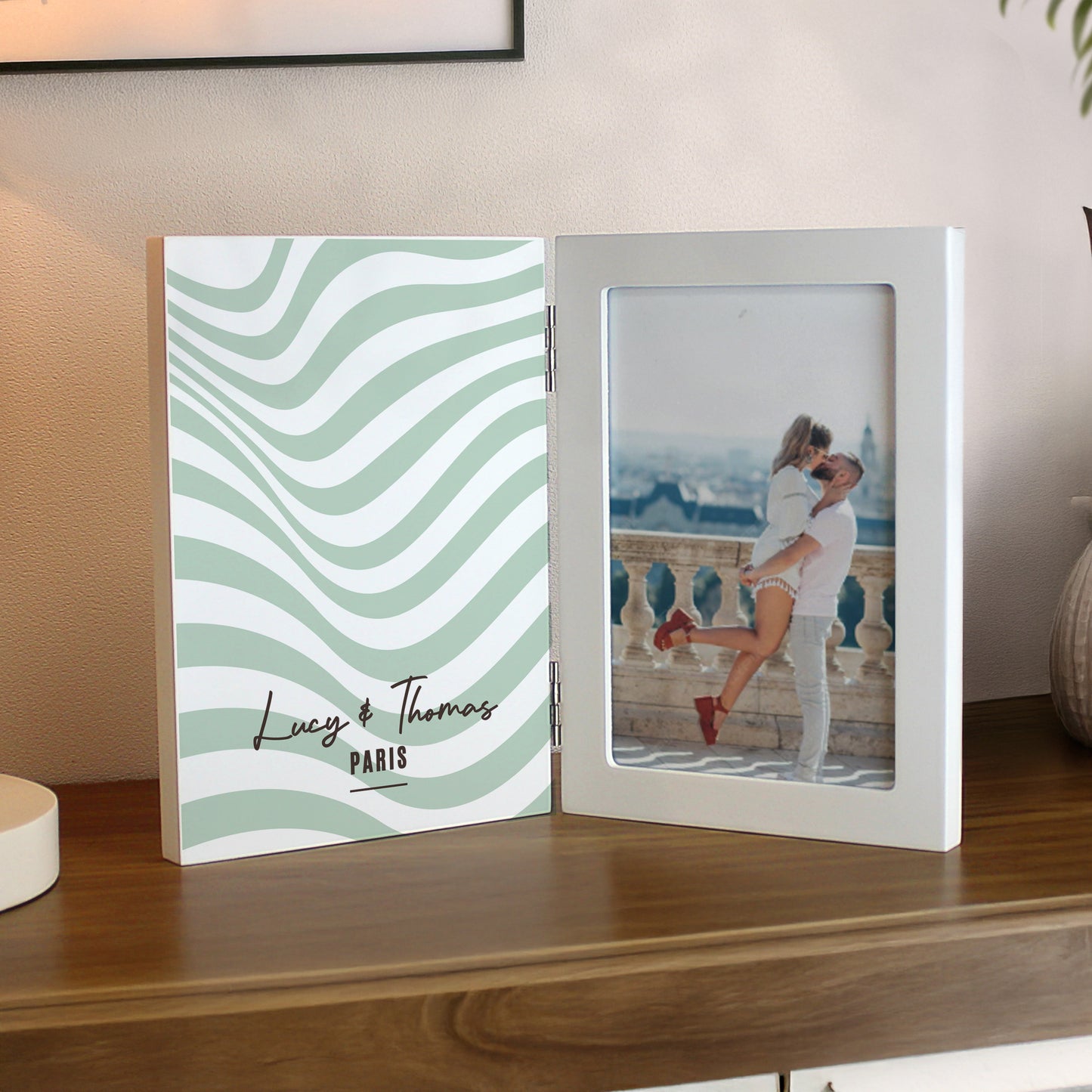 Personalised Wooden Hinged 6x4 Photo Frame
