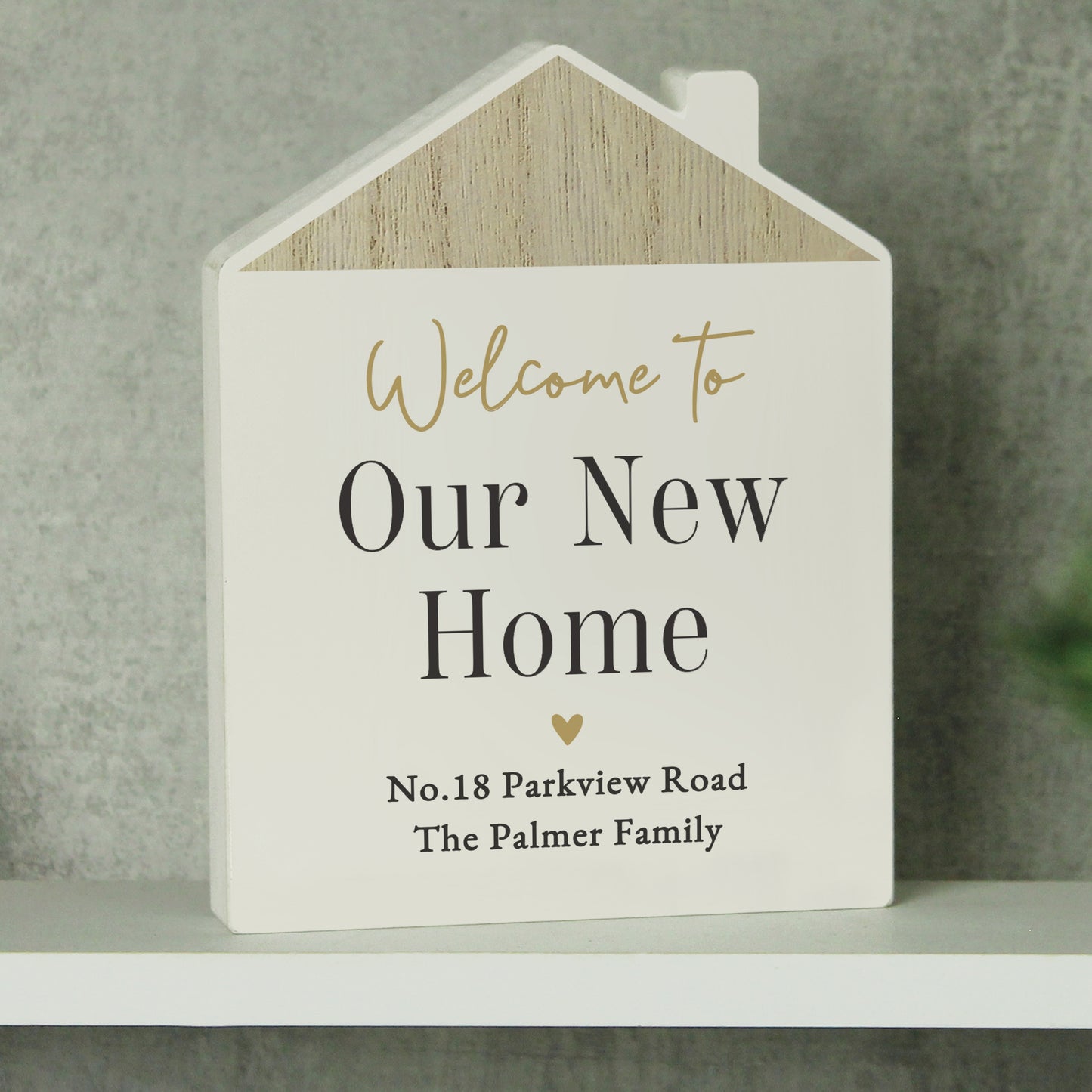 Personalised Black & Gold Free Text Wooden House Ornament