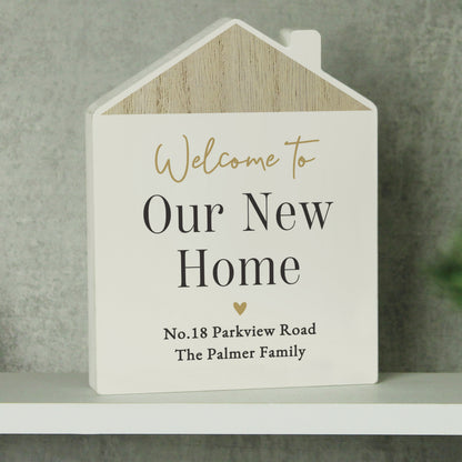 Personalised Black & Gold Free Text Wooden House Ornament