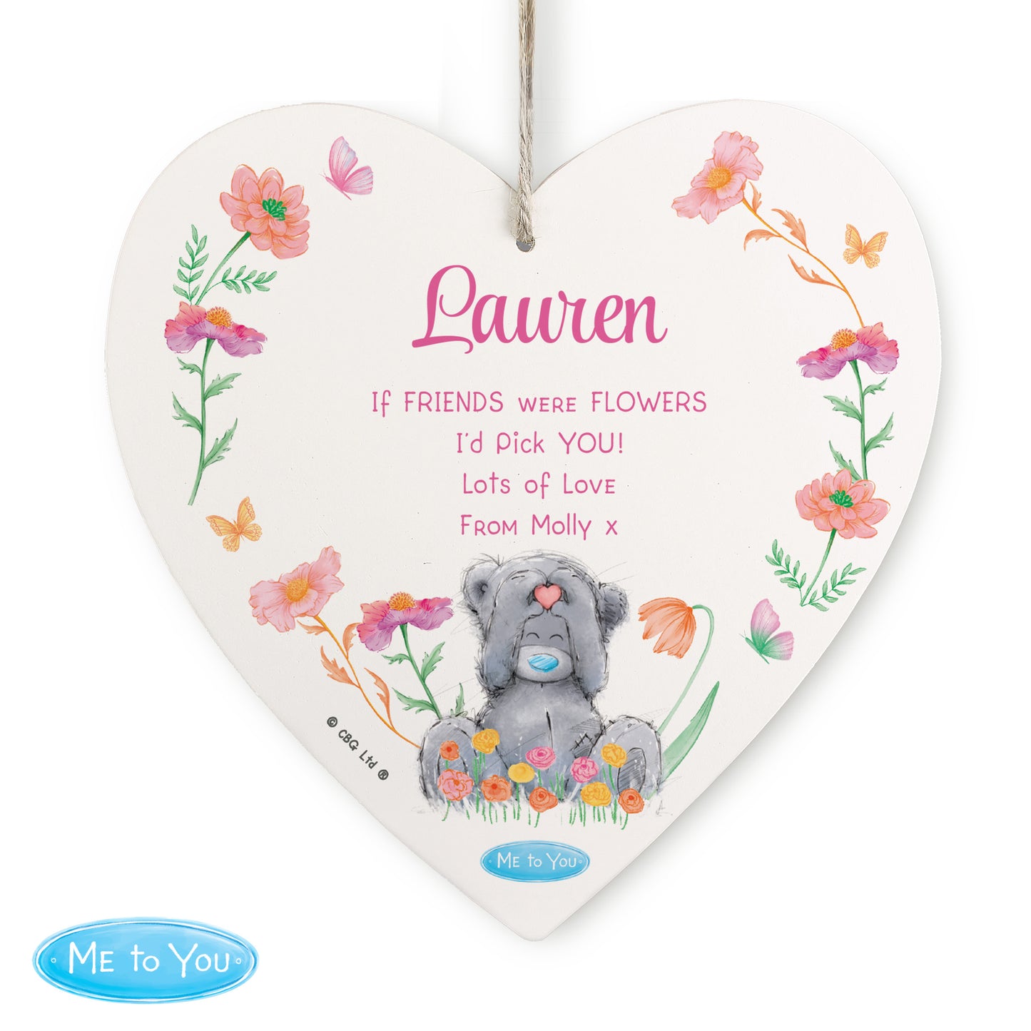 Personalised Me to You Flowery Hanging Heart Ornament