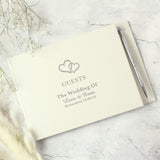 Personalised Hearts Design Hardback Guest Book & Pen