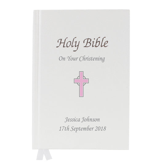 Personalised Pink Cross Bible