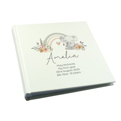 Personalised Floral Elephant Square Photo Album