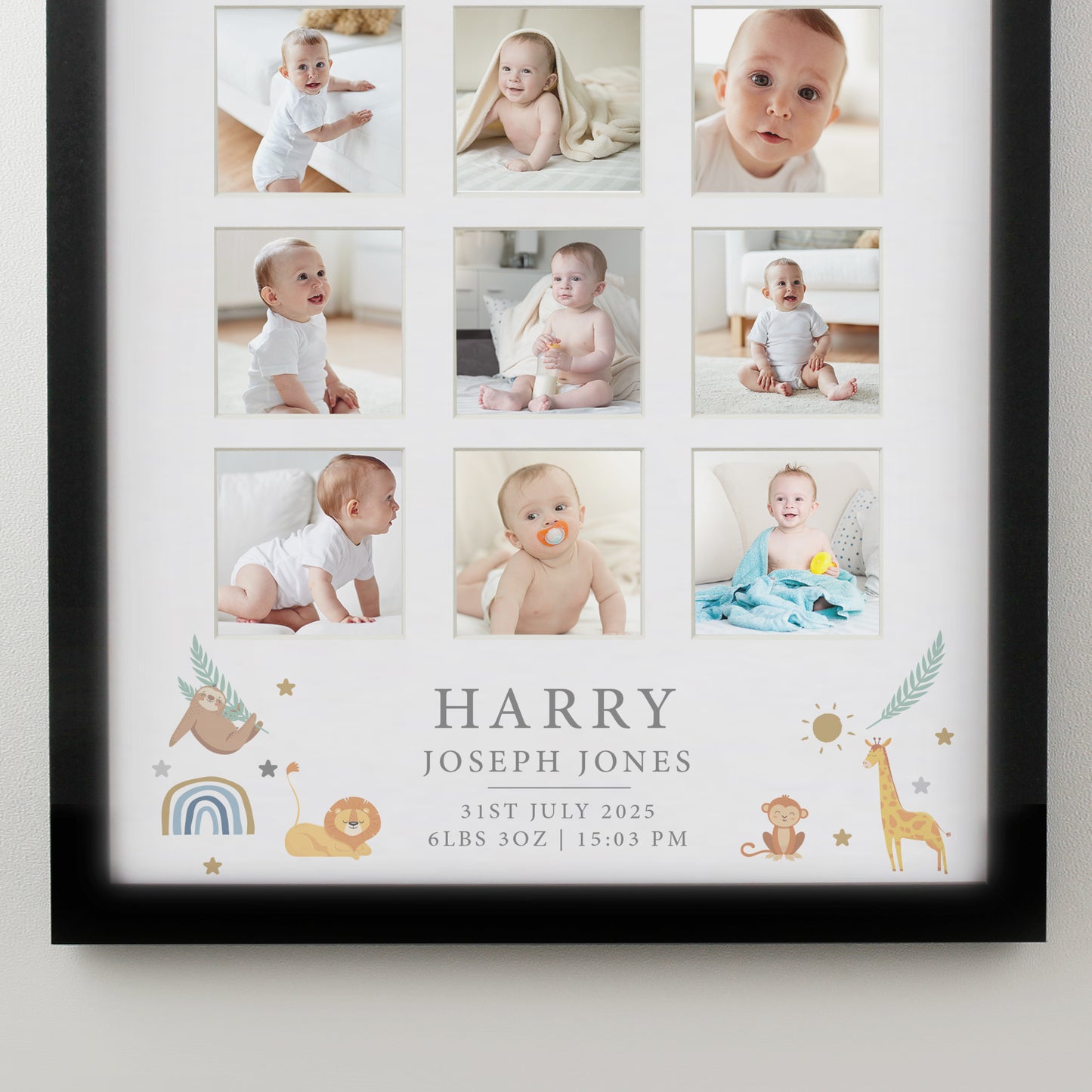 Personalised Animals Black Multi Photo Frame