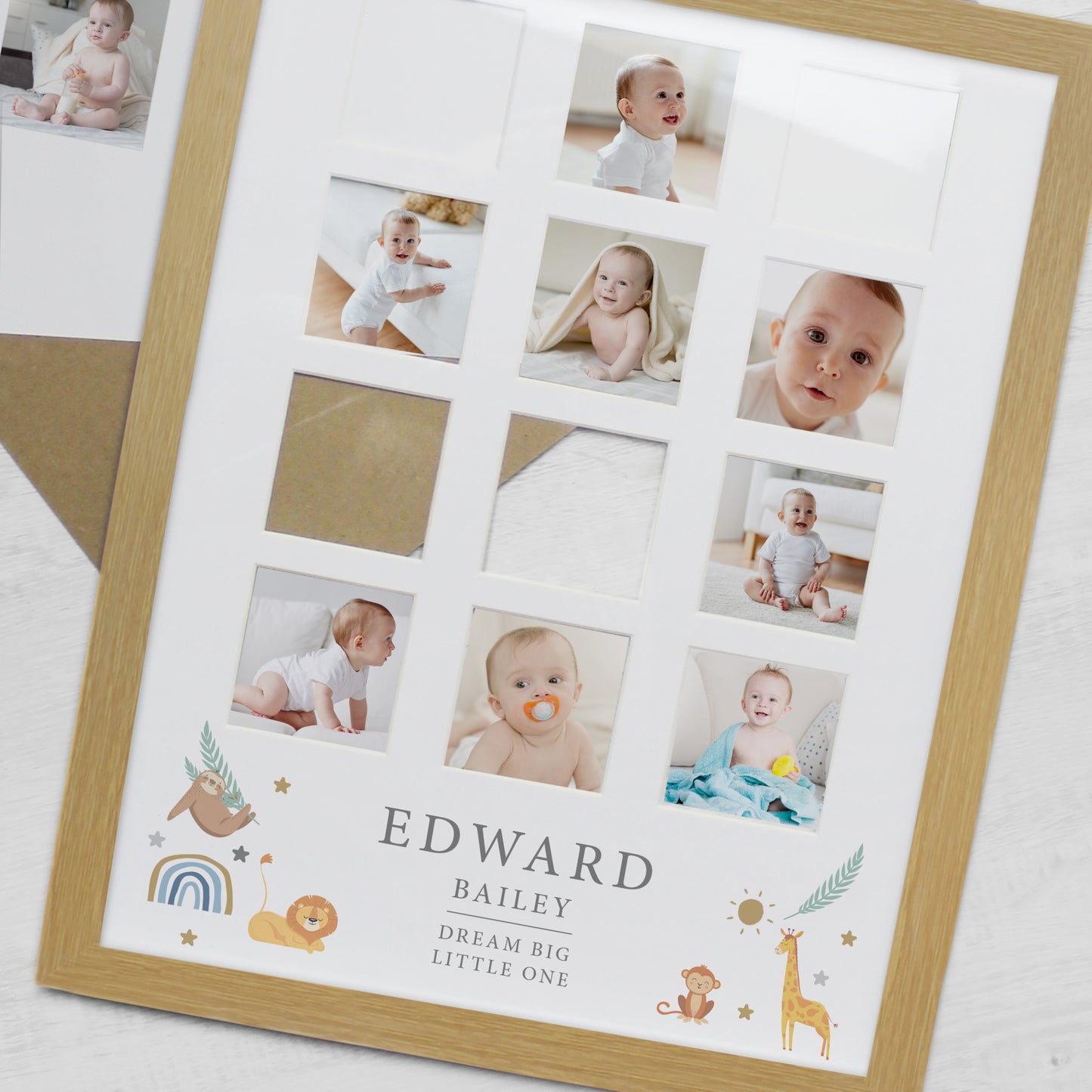 Personalised Animals Oak Multi Photo Frame