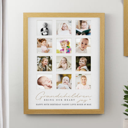 Personalised Grandchildren Oak Multi Photo Frame