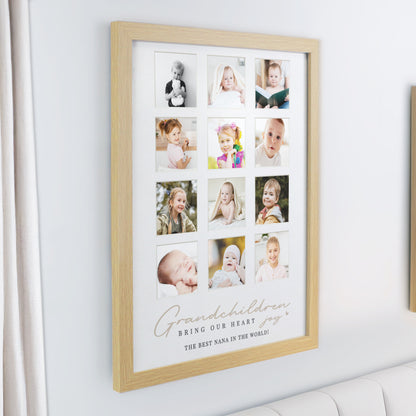 Personalised Grandchildren Oak Multi Photo Frame