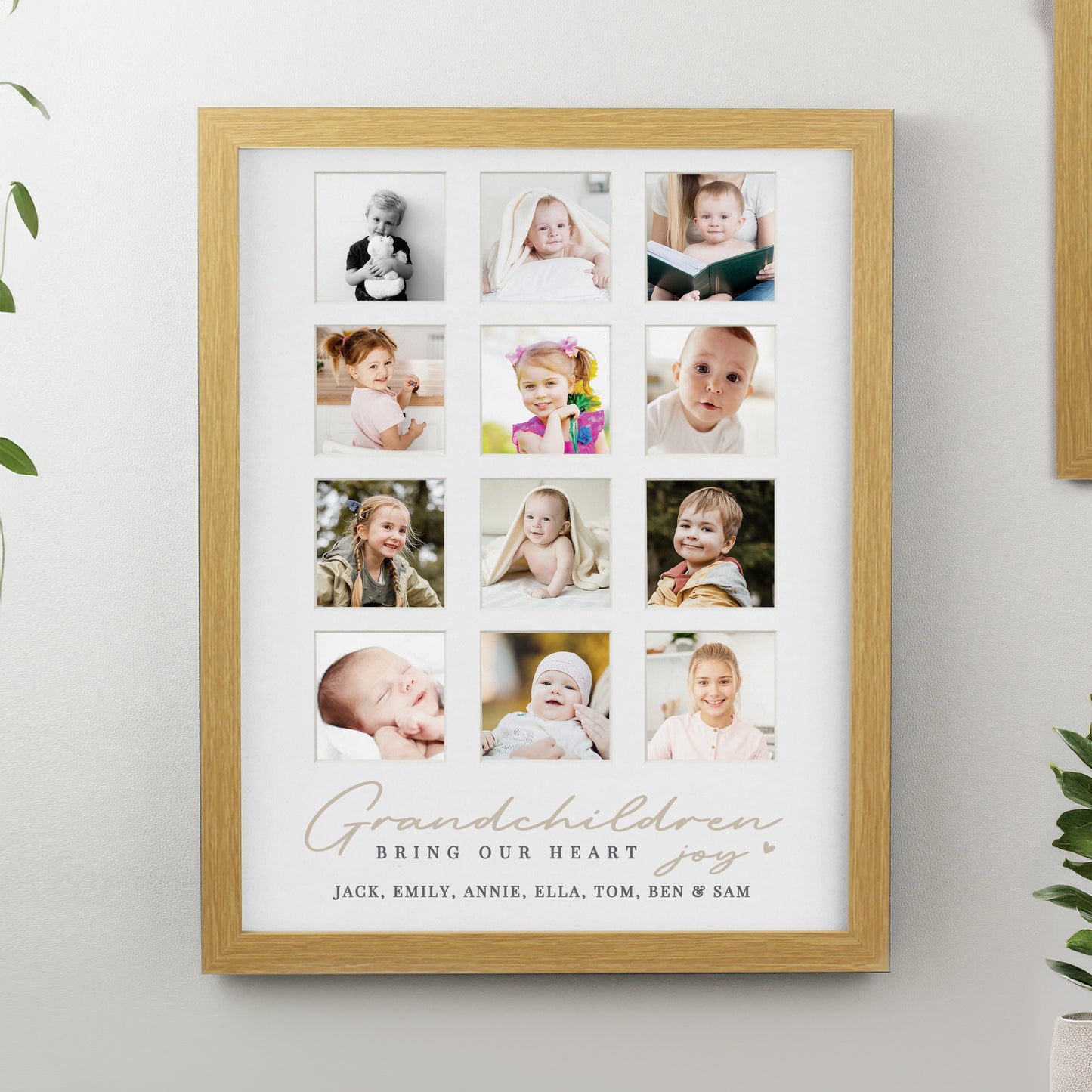Personalised Grandchildren Oak Multi Photo Frame
