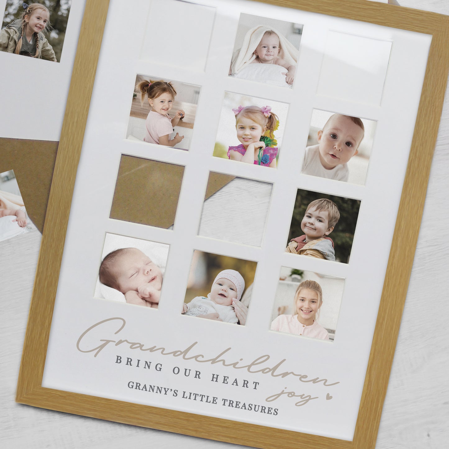 Personalised Grandchildren Oak Multi Photo Frame