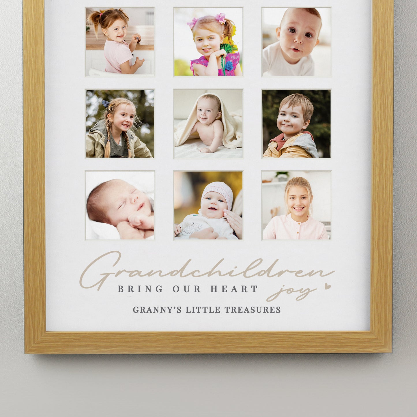 Personalised Grandchildren Oak Multi Photo Frame