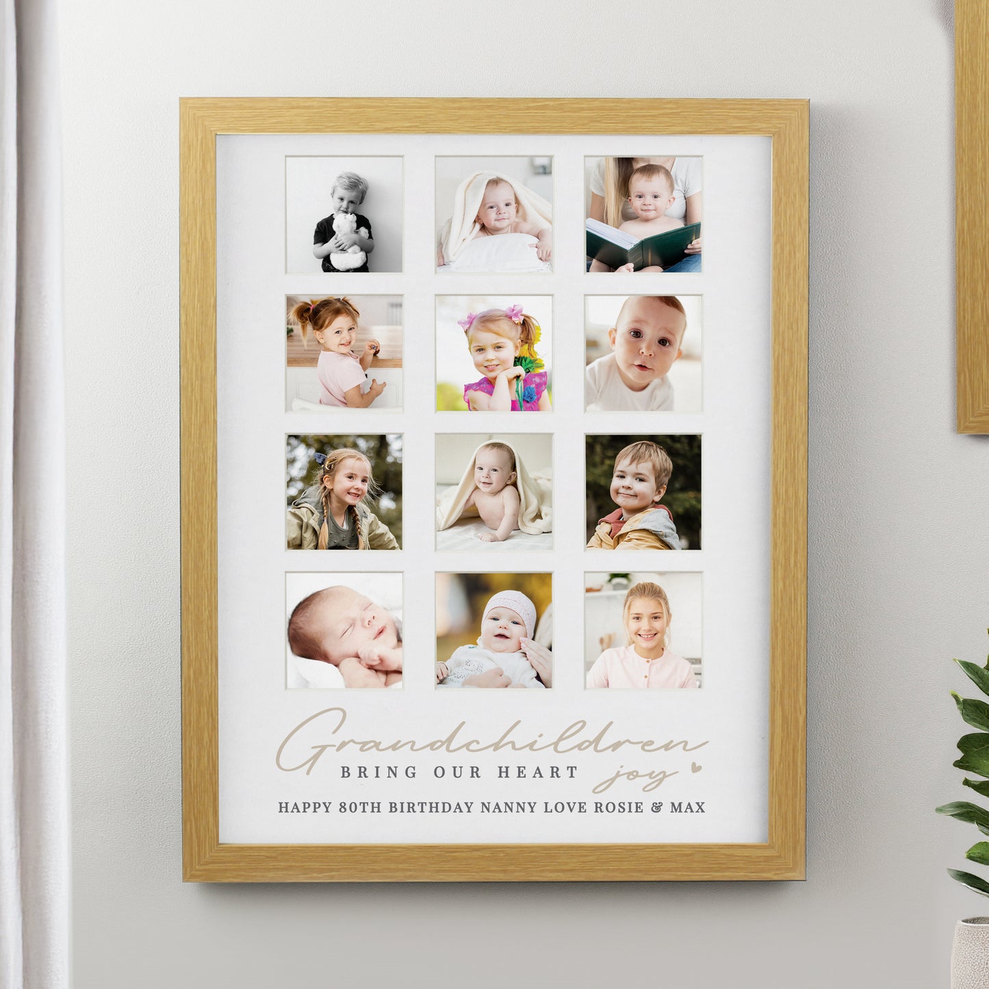 Personalised Grandchildren Oak Multi Photo Frame