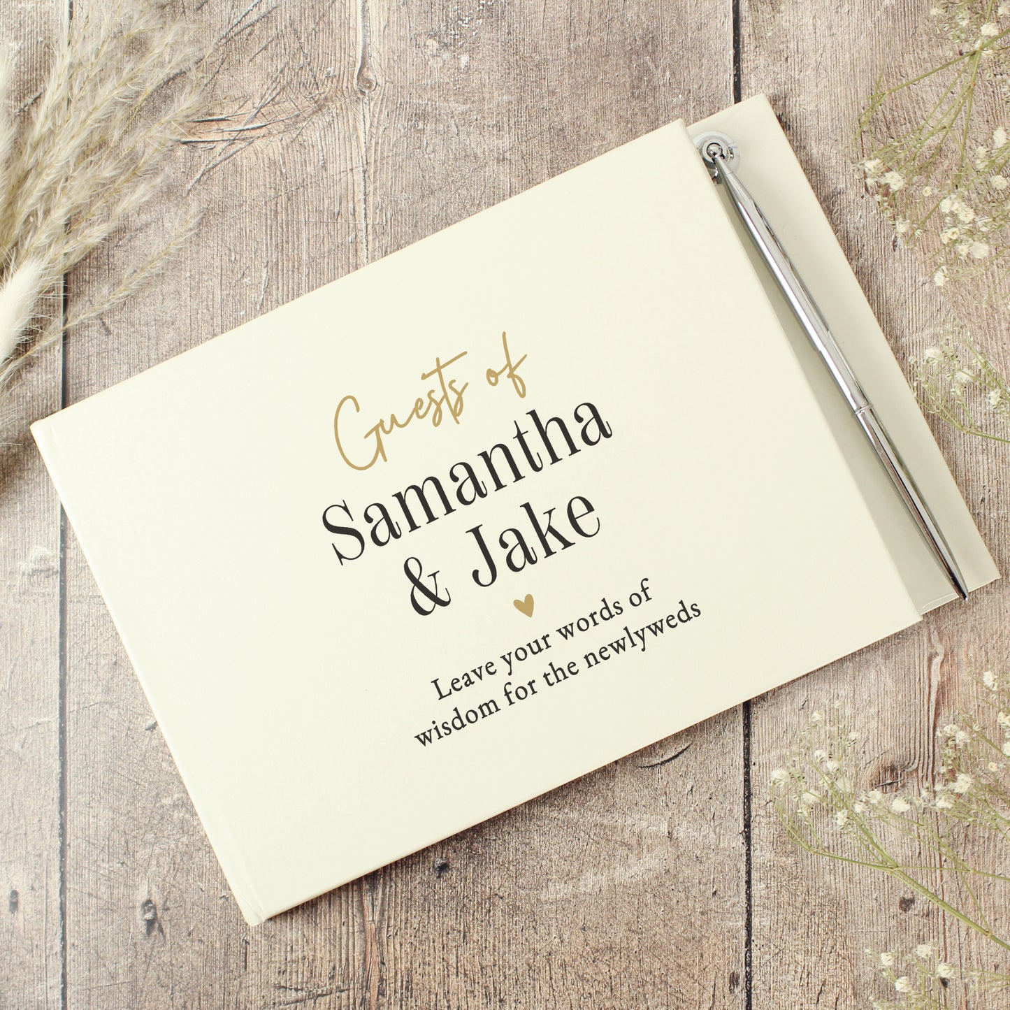 Personalised Black & Gold Free Text Guestbook