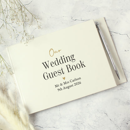 Personalised Black & Gold Free Text Guestbook