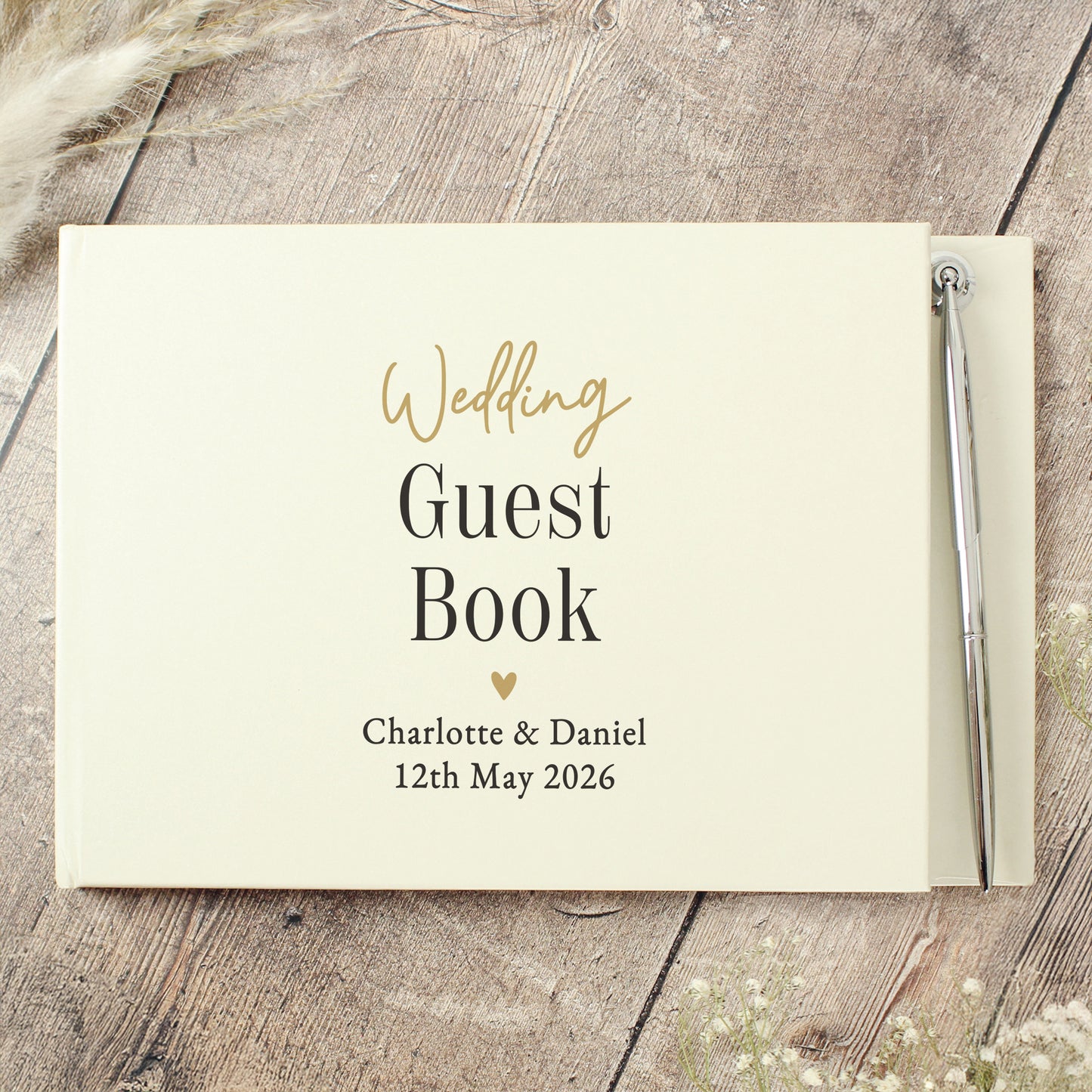 Personalised Black & Gold Free Text Guestbook